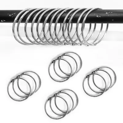 Produktbild von Duschvorhangringe Gardinenringe Vorhangringe - Metall - 12 Stück - Silber