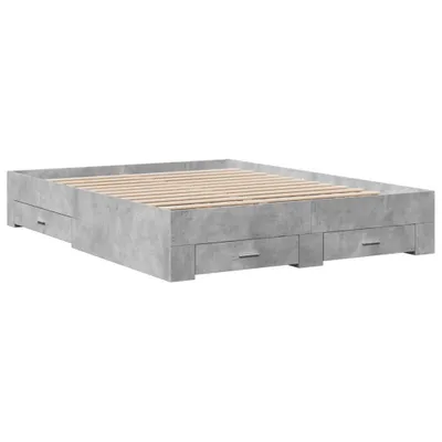 Produktbild von Bettgestell mit Schubladen Betongrau 160x200 cm Holzwerkstoff