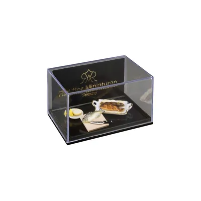 Produktbild von Miniatur gegrillter Fisch mit Zitrone aus Porzellan, handbemalt