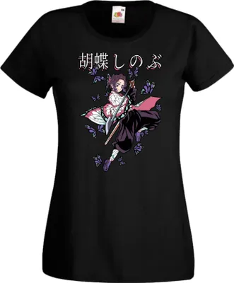Zdjęcie produktu dla Koszulka Damska Anime Manga Demon Anime Slayer Shinobu Kocho 02 Shinobu, Lady S / Czarny