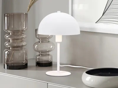 Produktbild von Kleine LED Tischleuchte dimmbare Wohnzimmer Pilzlampe 30cm Weiß mit Lampenschirm