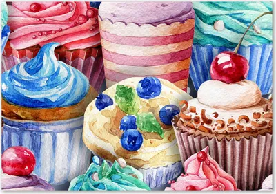 Produktbild von Tulup® Glas-Bild - 100 x 70 - Wandbild aus Glas - Wandkunst - Wandbild hinter gehärtetem Sicherheitsglas - Kinderzimmer - Bunte Muffins - Mehrfarbig