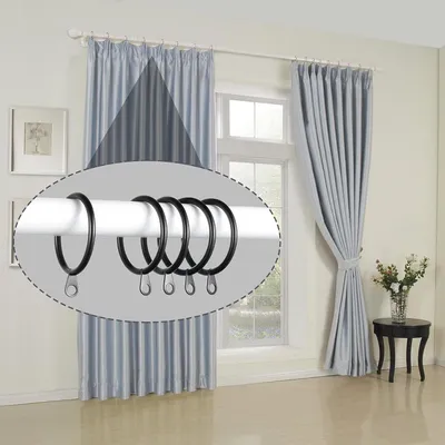 Immagine prodotto di Anelli per tende neri - ferro resistente - set da 60