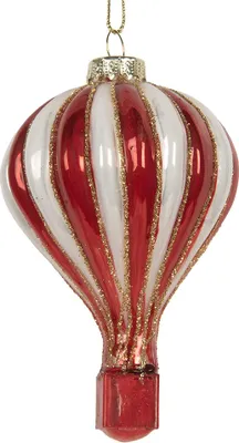 Productafbeelding van Clayre & Eef kerstornament, luchtballon, Ø 6x9 cm, rood, glas