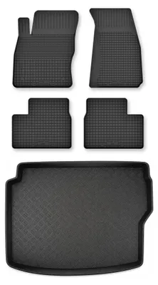Image de Tapis en caoutchouc + bac de coffre pour Kia xCeed 2019- (hybride rechargeable, hybride) – 5 pièces, noirs, semi-universel, adapté
