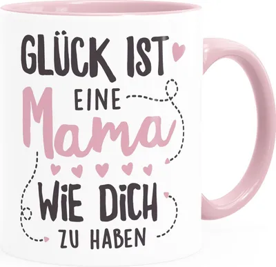 Produktbild von Kaffee-Tasse Geschenk Glück ist einen Papa/eine Mama wie dich zu haben Vatertag Muttertag SpecialMe® Mama inner-rosa Keramik-Tasse