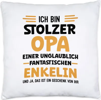Produktbild von Ich bin stolzer Opa Kissen Inkl Füllung Geschenk Geburtstag Weihnachten Enkelin