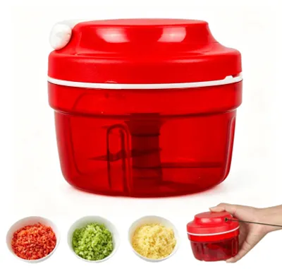 Produktbild von Manueller Zwiebelschneider - Multifunktions-Zerkleinerer mit Kordelzug - Für Gemüse, Knoblauch und Fleisch - Rot