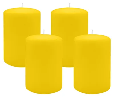 Produktbild von Flachkopf-Stumpenkerzen Zitrone 80 x Ø 50 mm, 4 Stück