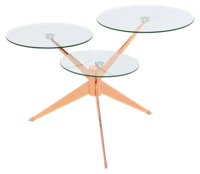 Produktbild von Padiro Beistelltisch rund Ø 75 x 46 cm - Rosé - modern, Art-déco-Glamour-Look - Glastischplatte - Metallgestell