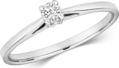 Produktbild von Funkelndes Feuer 9 Karat (375) Weißgold Damen - Diamant Solitärring Brillant-Schliff 0.10 Karat H - I1, 50 (15.9); TRS320389KWRSK