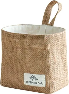 Produktbild von INF Gelber Jute-Hängekorb: Wand-Aufbewahrung, Schreibtisch-Organizer, 1 Stück