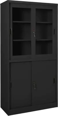 Produktbild von Büroschrank mit Schiebetür Anthrazit 90x40x180 cm Stahl
