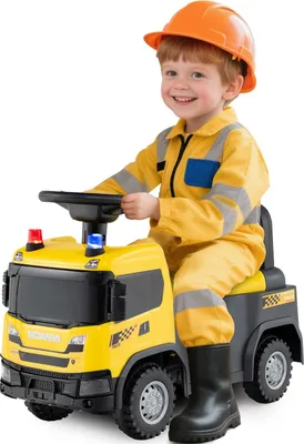 Produktbild von GOPLUS Kinder Rutschauto, 2 in 1 Schiebeauto mit Lichtern, Geräuschen & Stauraum unter dem Sitz, Bauwagen für Jungen & Mädchen ab 18 Monaten (Gelb)