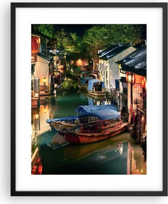 Produktbild von Gerahmtes Poster - Schwarzer Rahmen - Chinesisch Stadt Nacht - 40x50 cm - Wand Bild - Wanddeko - Wandbilder - Kunstposter - Wandposter - Bilderrahmen - Bilder - Kunstdruck - P2BPA40x50-4657