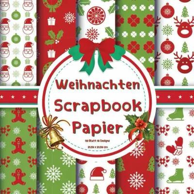 Produktbild von Scrapbooking-Papier – 50 Blatt – 10 Designs – 21,59 x 21,59 cm