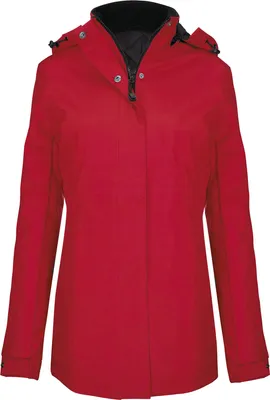 Produktbild von Kariban Damen Parka Winter Jacke Stepp Mantel Steppjacke Langejacke, Größe:XL, Farbe:Rot