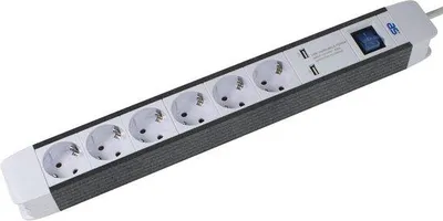 Immagine prodotto di Cavo di prolunga con 6 prese e 2 porte USB, lunghezza del cavo 1,5 metri, colore bianco