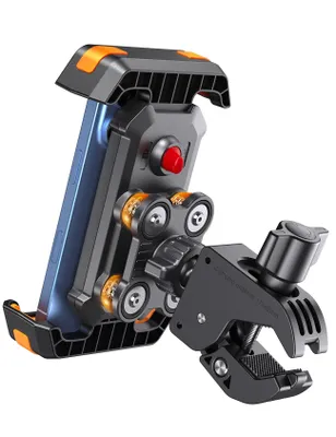 Produktbild von Motorrad Handyhalterung, Universal Handyhalterung Fahrrad Lenker [Doppelt Vibrationsgedämpft +Metallkugelgelenk] -360°drehbar für (4,7-7,2''Halterung