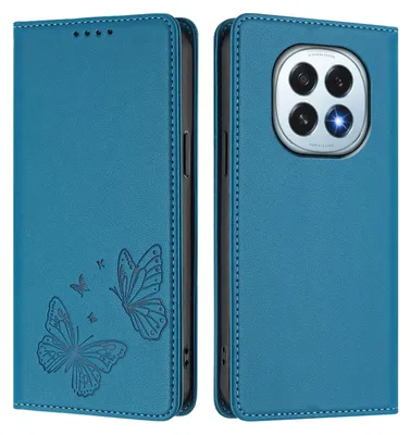 Image de Étui en cuir pour Oppo F29, motif papillon, étui portefeuille à rabat avec support, bleu