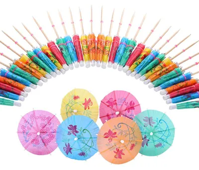 Cocktailschirme aus Papier, 144 Stück, bunt, 10 cm
