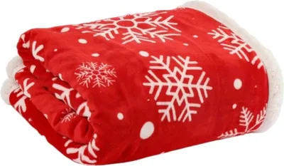 Produktbild von Ruhhy 26611 Decke mit Weihnachtsmotiv, 130 x 170 cm, rot