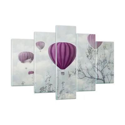 Produktbild von Bilder auf glas - Ballon Baum Flug - 150x100cm - Glasbilder - Wandbilder - Kunstdruck - zum Aufhängen bereit - Wanddekoration aus Glas - Glas Bilder - Wandbild auf Glas - 5 Teile - GEA150x100-3581