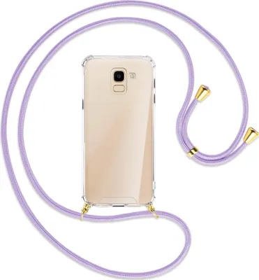 Produktbild von Handykette Backcover-Schutzhülle mit Band (Metall goldfarben) für Samsung Galaxy J6 2018 - violett