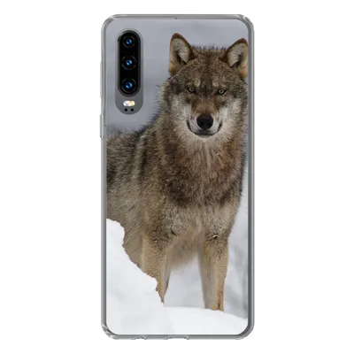 Produktbild von MuchoWow® Handyhülle Schutzhülle Hülle für Huawei P30 Wolf - Schnee - Tiere Silikon Softcase Handy Hülle - Kartenbesitzer