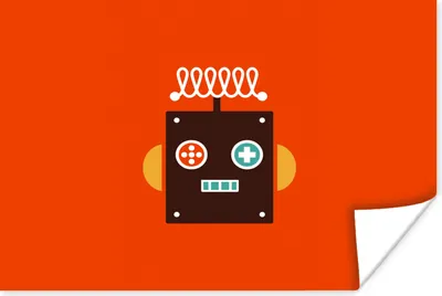 Produktbild von MuchoWow® Poster Roboter - Formen - Gesicht - Orange - Jungen - Kinder 60x40 cm - Schlafzimmerdekoration