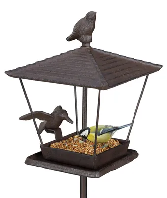 Vogelhaus auf Ständer, Gusseisen, braun, 115x15x16 cm