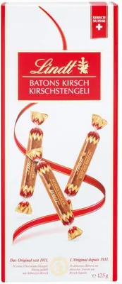 Produktbild von Lindt Kirschstängeli, Milchschokolade, 125 g, 1755 kJ, 419 kcal