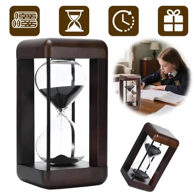 Produktbild von Sanduhr, Sanduhr 30 Minuten, Sanduhr aus Nussbaumholz - als Geschenk und Nachbildung für Haus, Schreibtisch, Büro, Hochzeit