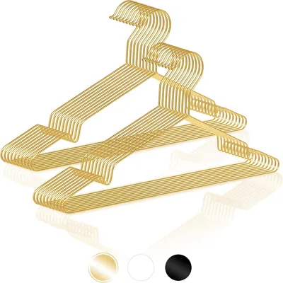 Zdjęcie produktu dla Wieszaki na ubrania 42 cm, 20 sztuk, złote, metalowe, do szafy