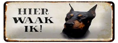 Produktbild von Blechschild Spruch 27x10 cm holländisch Hier Waak ik Dobermann Dekoration