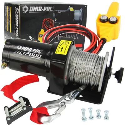 Produktbild von Elektrische Seilwinde 12V mit Fernbedienung 907kg / 2000LBS Offroad Motorwinde Seilzug Elektrowinde 4mm/15m Stahlseil