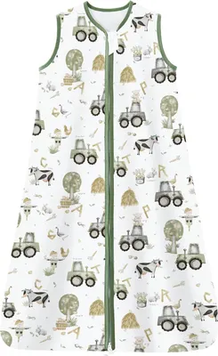 Produktbild von Chilsuessy Sommerschlafsack Baby Schlafsack Kleine Kinder Schlafanzug ohne Ärmel für Sommer und Frühling 100% Baumwolle, Happy Farm, 90/Baby Höhe