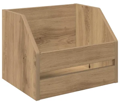 Image de Boîtier en bois pour vinyles, finition chêne artisanal, dimensions 38 x 30 x 29 cm, fabriqué en bois composite