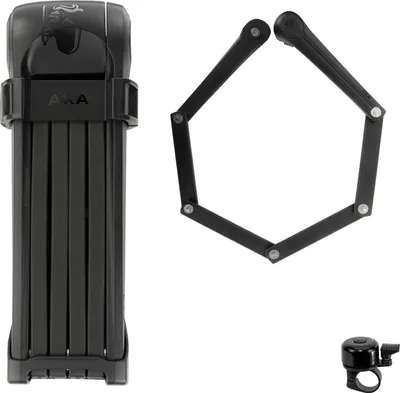 Produktbild von Axa Faltschloss Fold Pro 100 Schwarz Länge 100 cm Level 11 inkl. Fahrradklingel