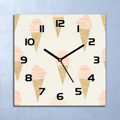 Produktbild von Wanduhr Echt-Glas-Küchenuhr Rosa Eiscreme Quarz Lautlos 30x30 Deko Bilder