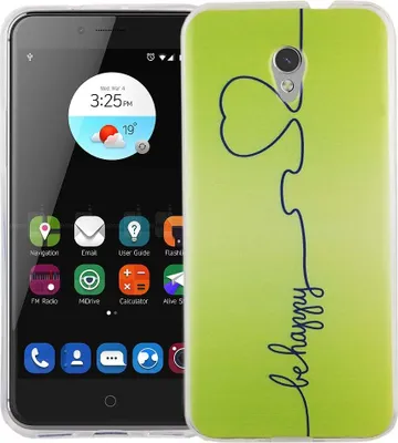 Produktbild von Handy Hülle für ZTE Blade V7 Cover Case Schutz Tasche Motiv Slim Silikon TPU Be Happy Grün