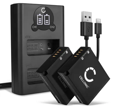 Image de CELLONIC 2x Batterie pour Appareil photo Compatible avec Panasonic Lumix DMC-LX100, Lumix DC-LX100 II, Lumix DC-GX9, DMW-BLG10 - (980mAh, 7.4V) + Chargeur Double