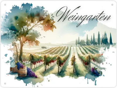 Produktbild von Weinberg Metallschild XL in 21x28 cm mit Spruch Weingarten