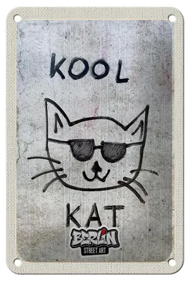 Produktbild von Blechschild Reise 12x18cm Berlin Hauptstadt Street Art Katze Schild