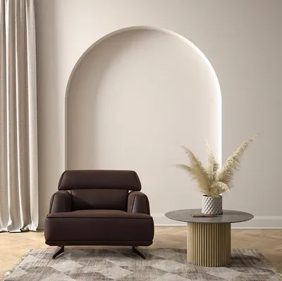 Produktbild von Designer Brauner Sessel Polstermöbel Lounge Einsitzer Wohnzimmer Möbel