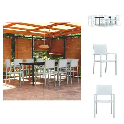 Image de vidaXL Ensemble de jardin 9 pièces blanc - Ensemble de meubles de jardin