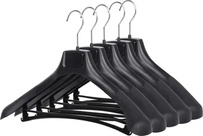 Produktbild von Schwarze Kunststoffkleiderbügel für Anzüge - Set von 5