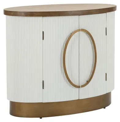 Image de Meuble Tolosa À 2 Portes En Bois Blanc Et Marron Avec Détails Dorés - Style Moderne - Référence : 1428030000