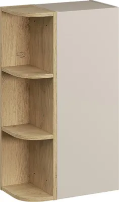 Produktbild von Badezimmer Hängeschrank mit 45 cm Breite in kaschmir und Eiche, 1 Tür & 3 Fächer - DURANGO-56