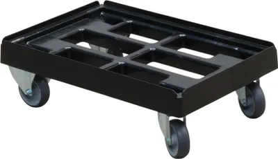 Produktbild von Transportroller 600 x 400 mm - Typ A - 2 Bock- und 2 Lenkrollen : schwarz Farbe: schwarz